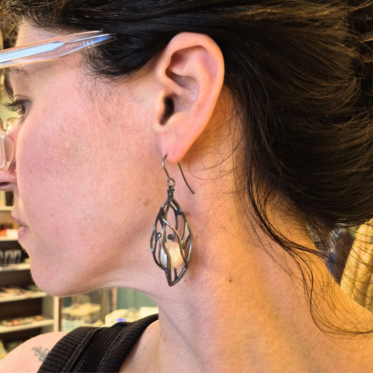 One of a Kind Vessel Earrings with Curving Branches