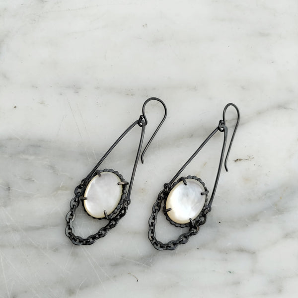 Mother of Pearl Industrial Earrings