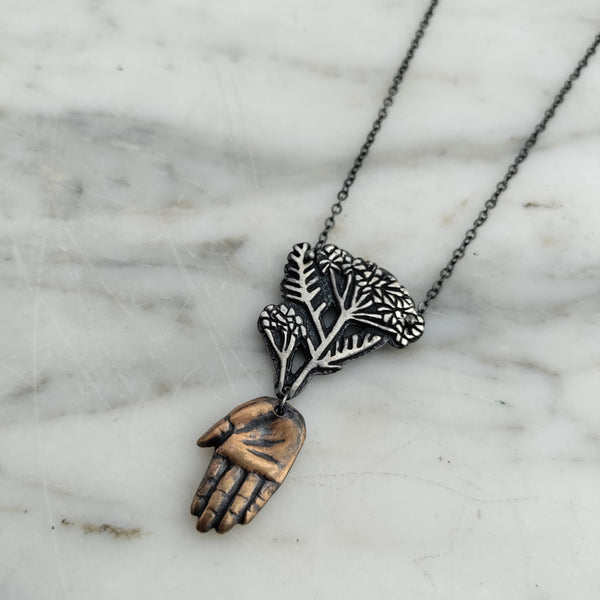 Yarrow and Hamsa Necklace