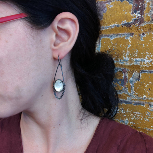 Mother of Pearl Industrial Earrings