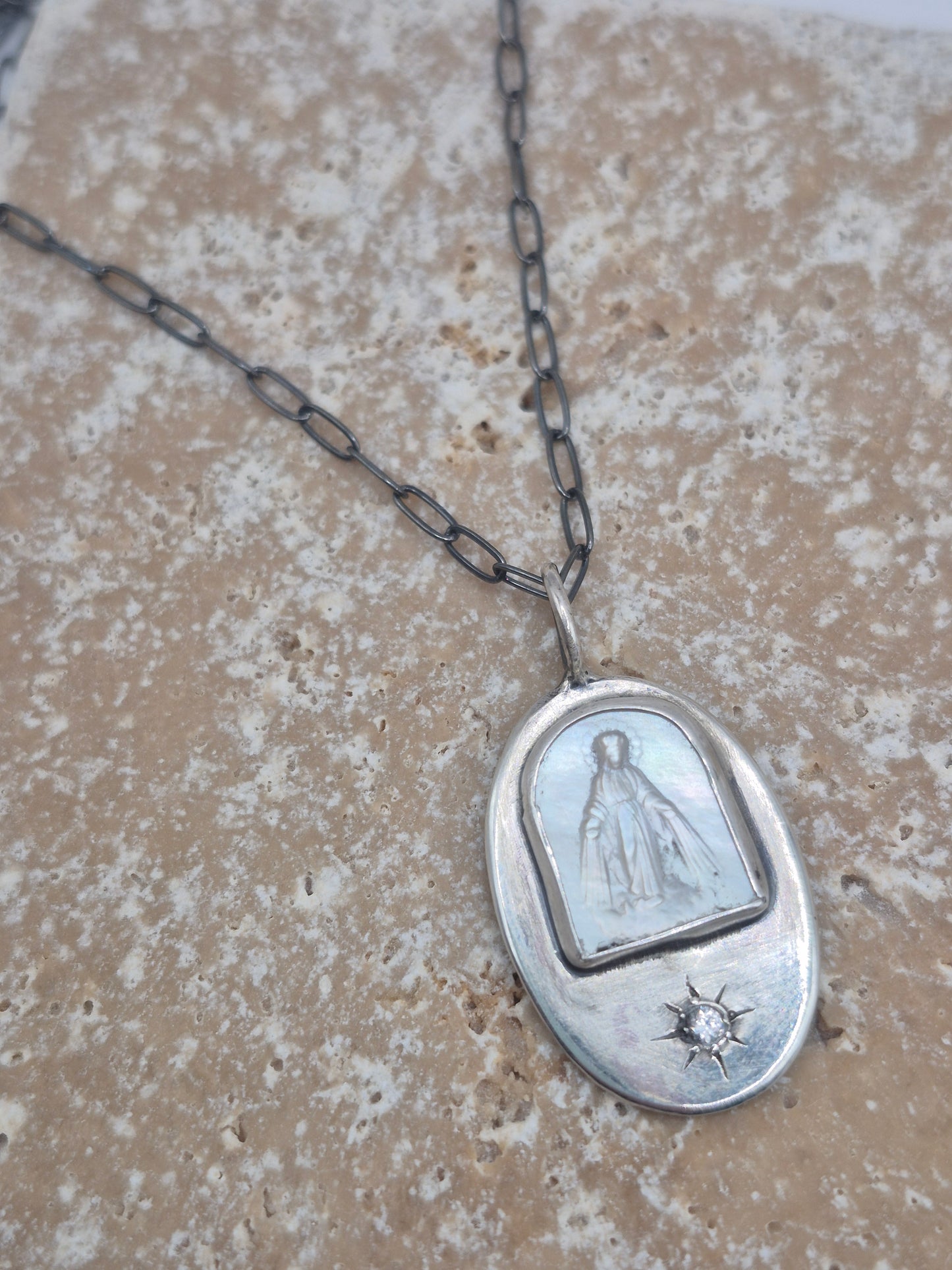 Virgin Mary Cameo Necklace