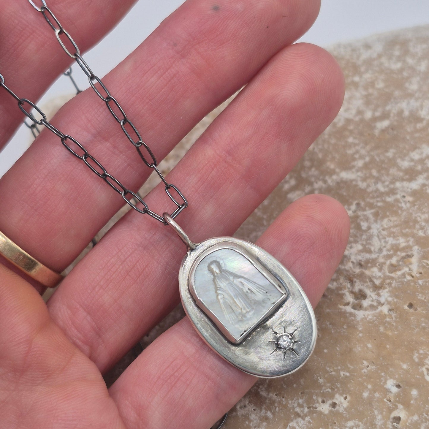 Virgin Mary Cameo Necklace