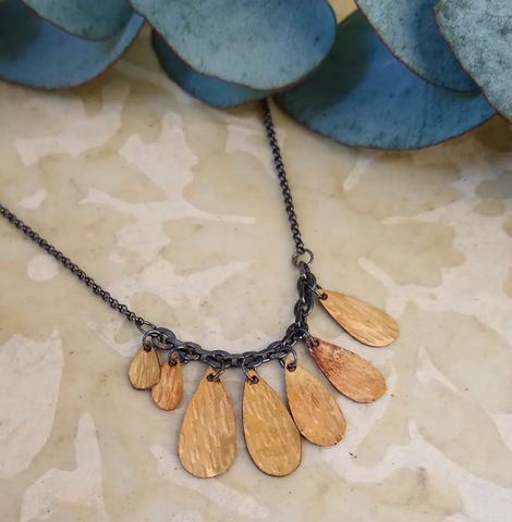 Golden Drop Cluster Necklace