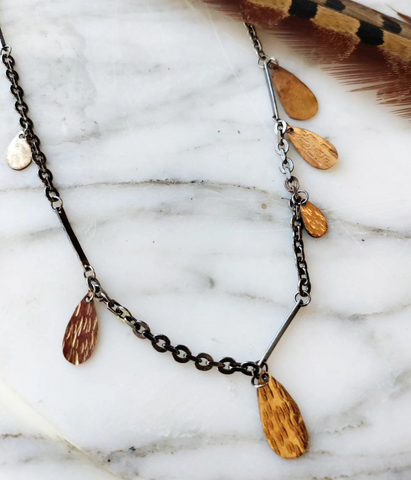 Asymmetrical Golden Drop Necklace