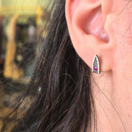 Tiny Ruby Portal Earrings