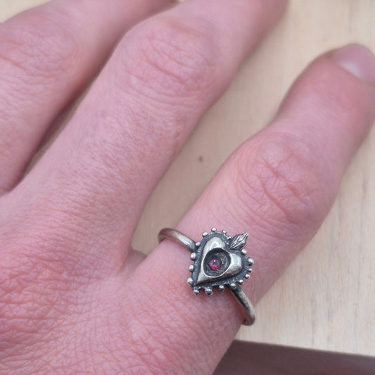 Ruby Sacred Heart Ring
