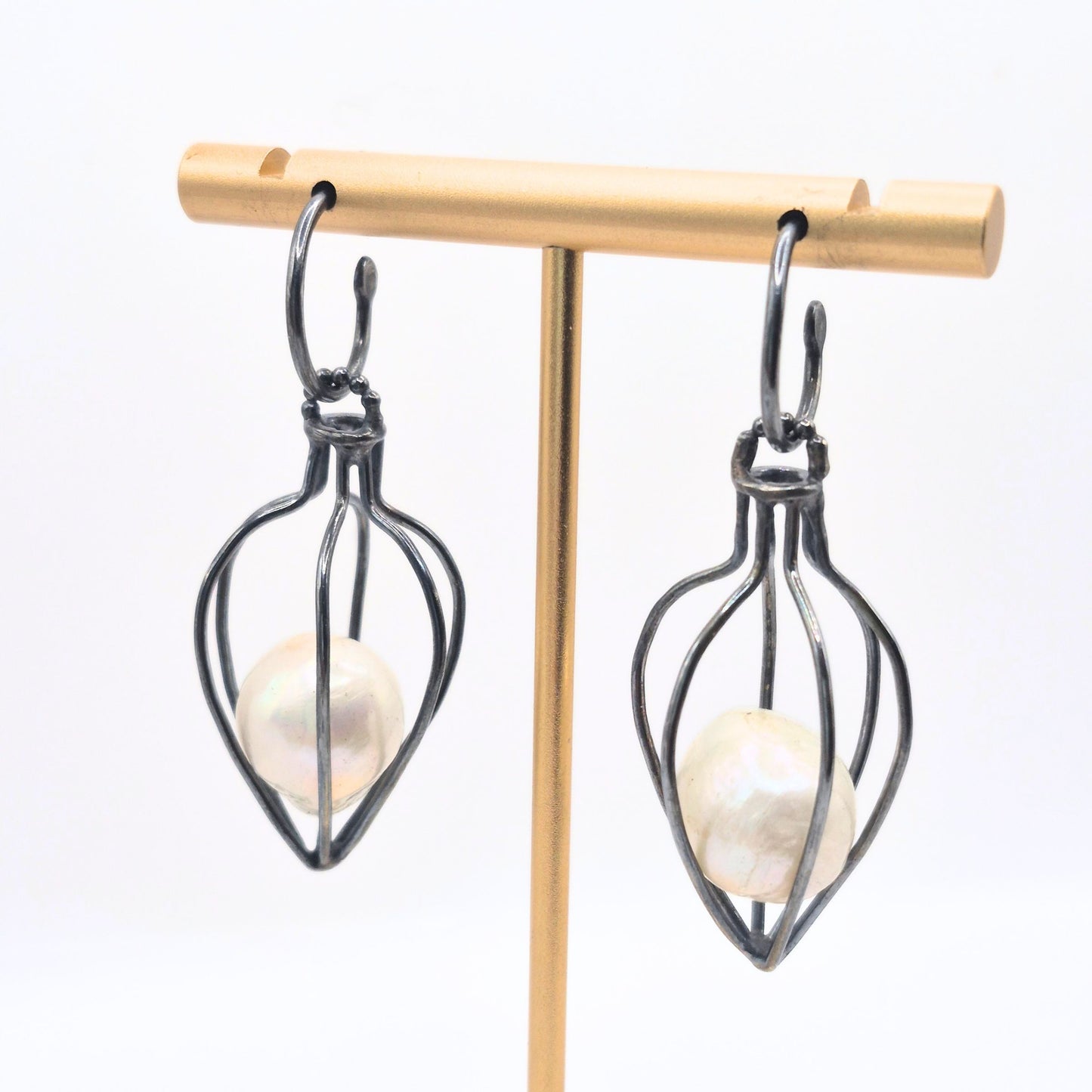 Vessel Earrings with Pearl