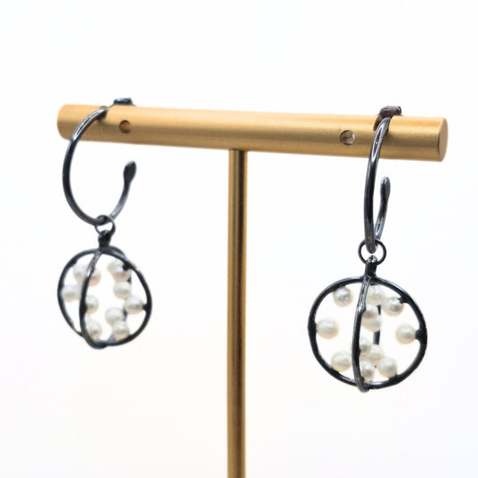 One of a Kind Pearl Seed Pod Hoops