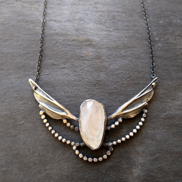 Handmade Moonstone Wings in Flight Necklace