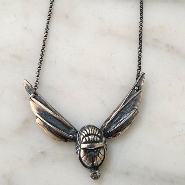 Handmade Scarab Wing Necklace