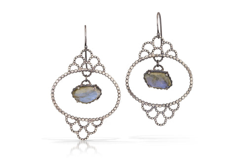 Handmade  Labradorite Lacy Earrings