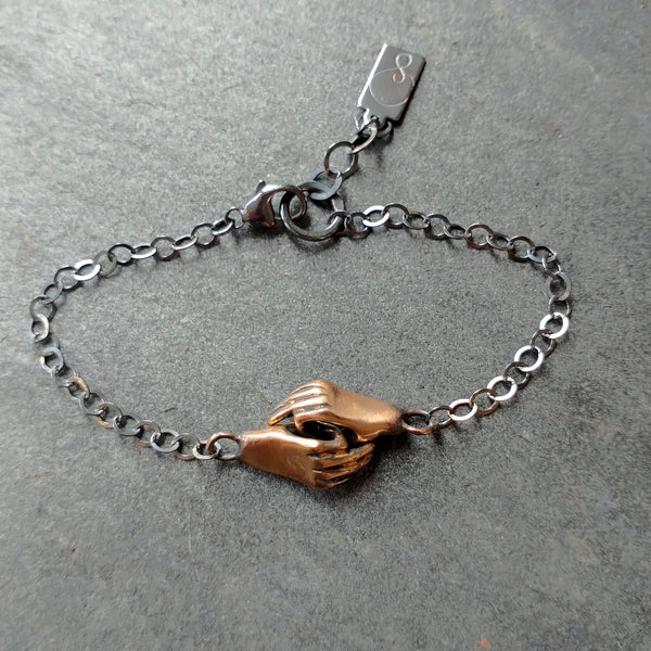 Handmade Bronze Holding Hands Bracelet