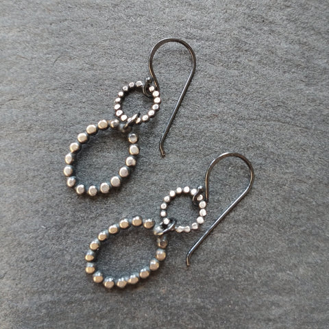 Handmade Silver Big Dot Little Dot Earrings