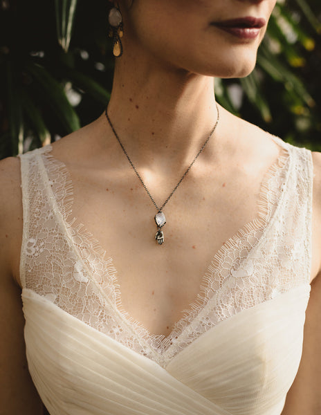 Handmade Moonstone and Hand Talisman Necklace