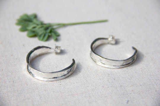 Handmade Hammered Hoop Earrings