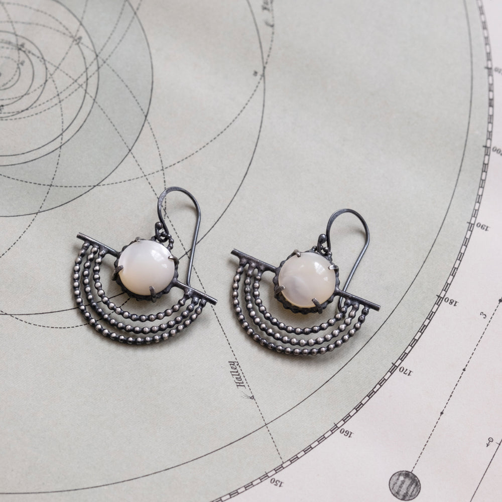 Handmade Sterling Silver and Pearl Outstretched Wing Earrings