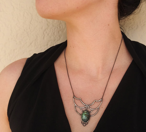 Victorian Inspired Labradorite Lacy Necklace